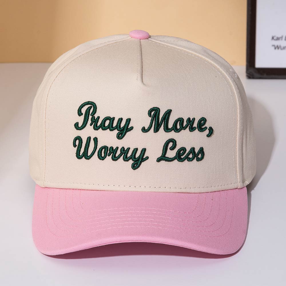 Pray More Worry Less Embroidered Baseball Cap